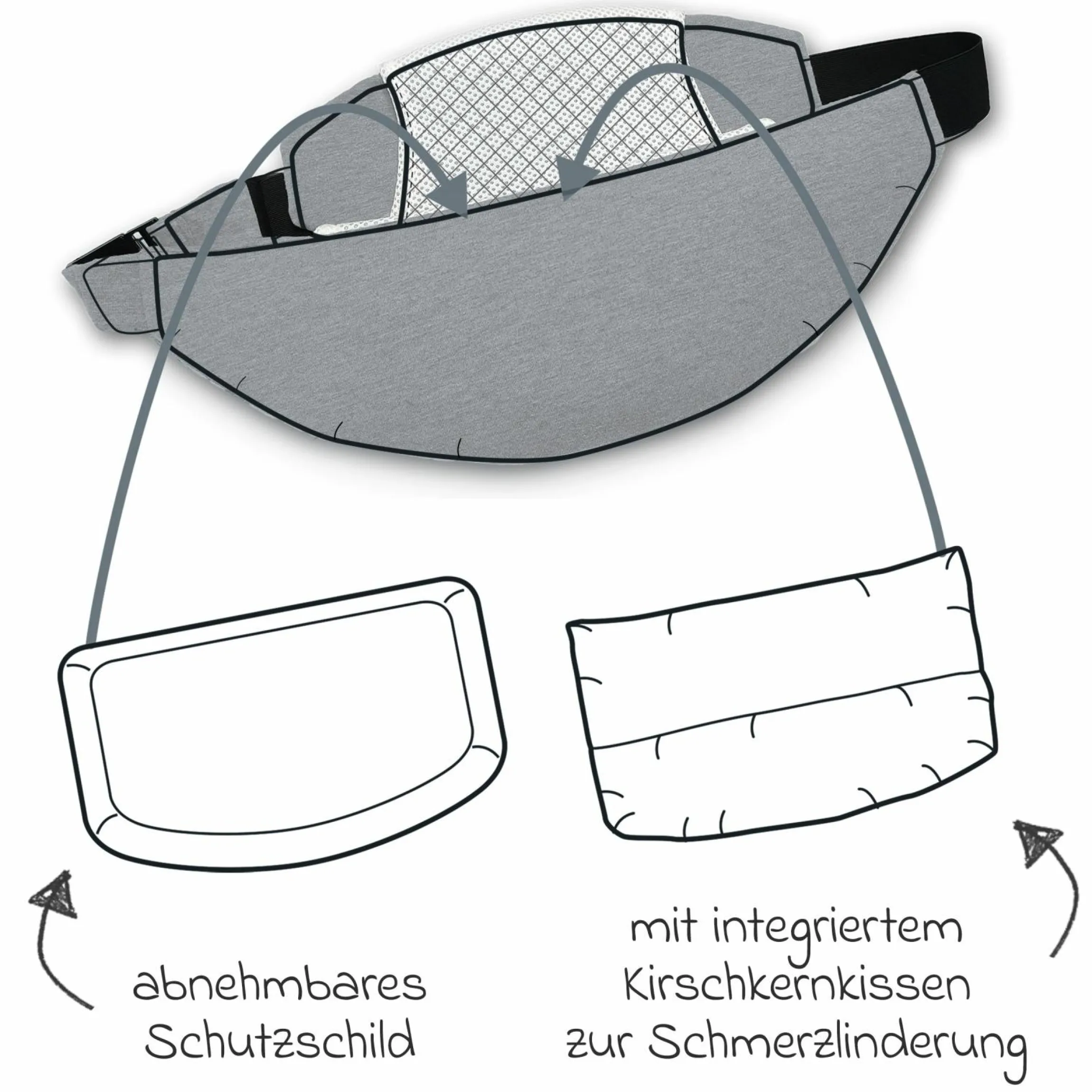 Schwangerschafts- & Kaiserschnittgürtel Belly Protect - Melange Mittegrau