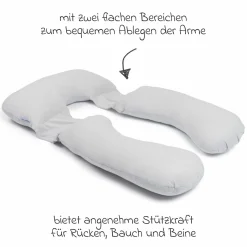 Schwangerschafts- & Stillkissen XXL Maxxy mit PES-Faser-Füllung - ideal für Seitenschläfer - Little Dots Grey