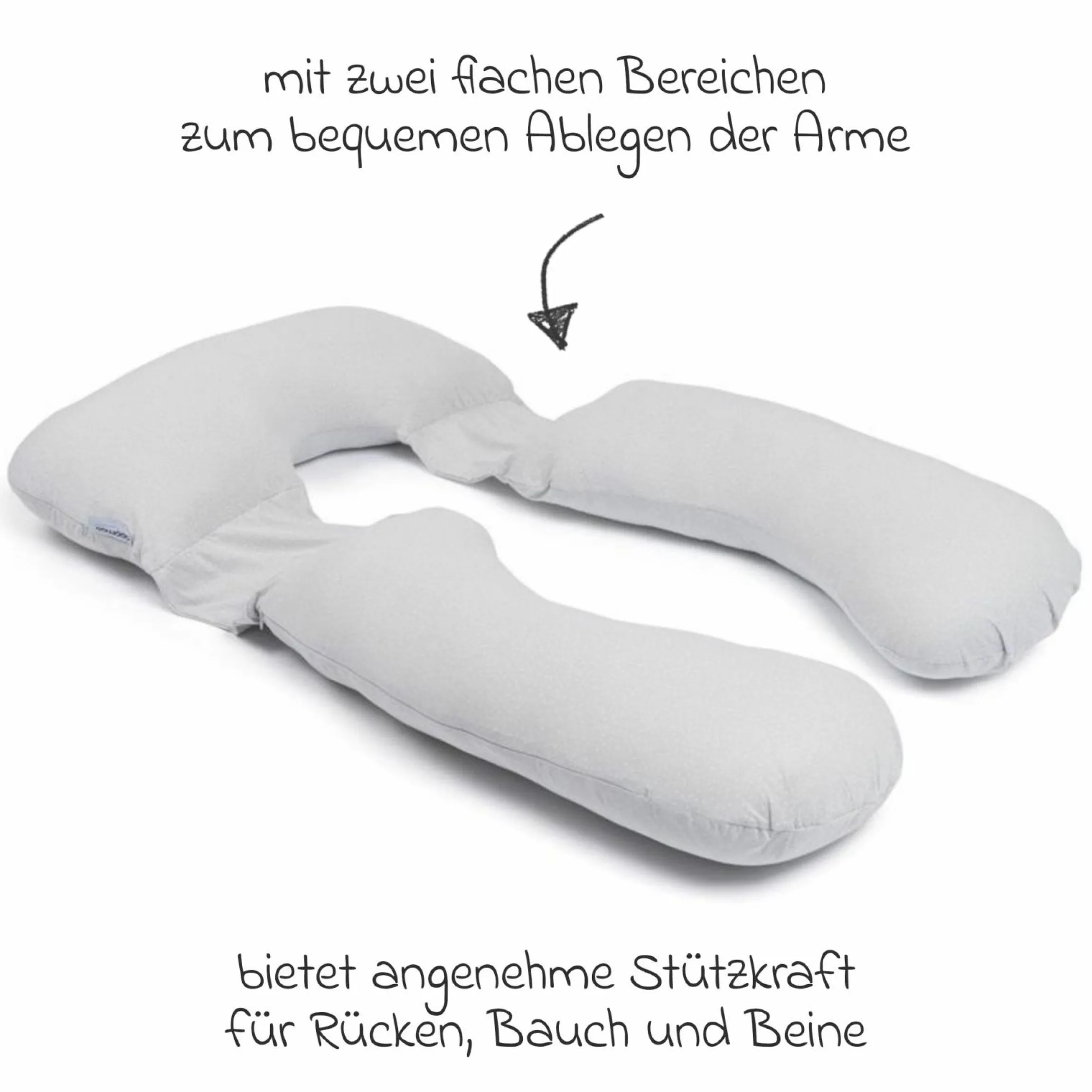 Schwangerschafts- & Stillkissen XXL Maxxy mit PES-Faser-Füllung - ideal für Seitenschläfer - Little Dots Grey