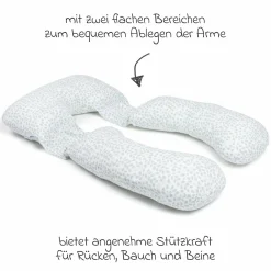 Schwangerschafts- & Stillkissen XXL Maxxy mit PES-Faser-Füllung - ideal für Seitenschläfer - Mini Leaves Green