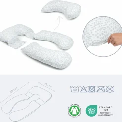 Schwangerschafts- & Stillkissen XXL Maxxy mit PES-Faser-Füllung - ideal für Seitenschläfer - Mini Leaves Green