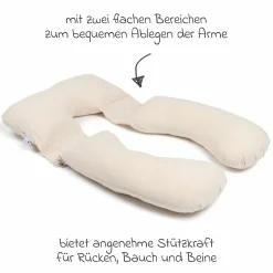 Schwangerschafts- & Stillkissen XXL Maxxy mit PES-Faser-Füllung - ideal für Seitenschläfer - Mini Flower Sand