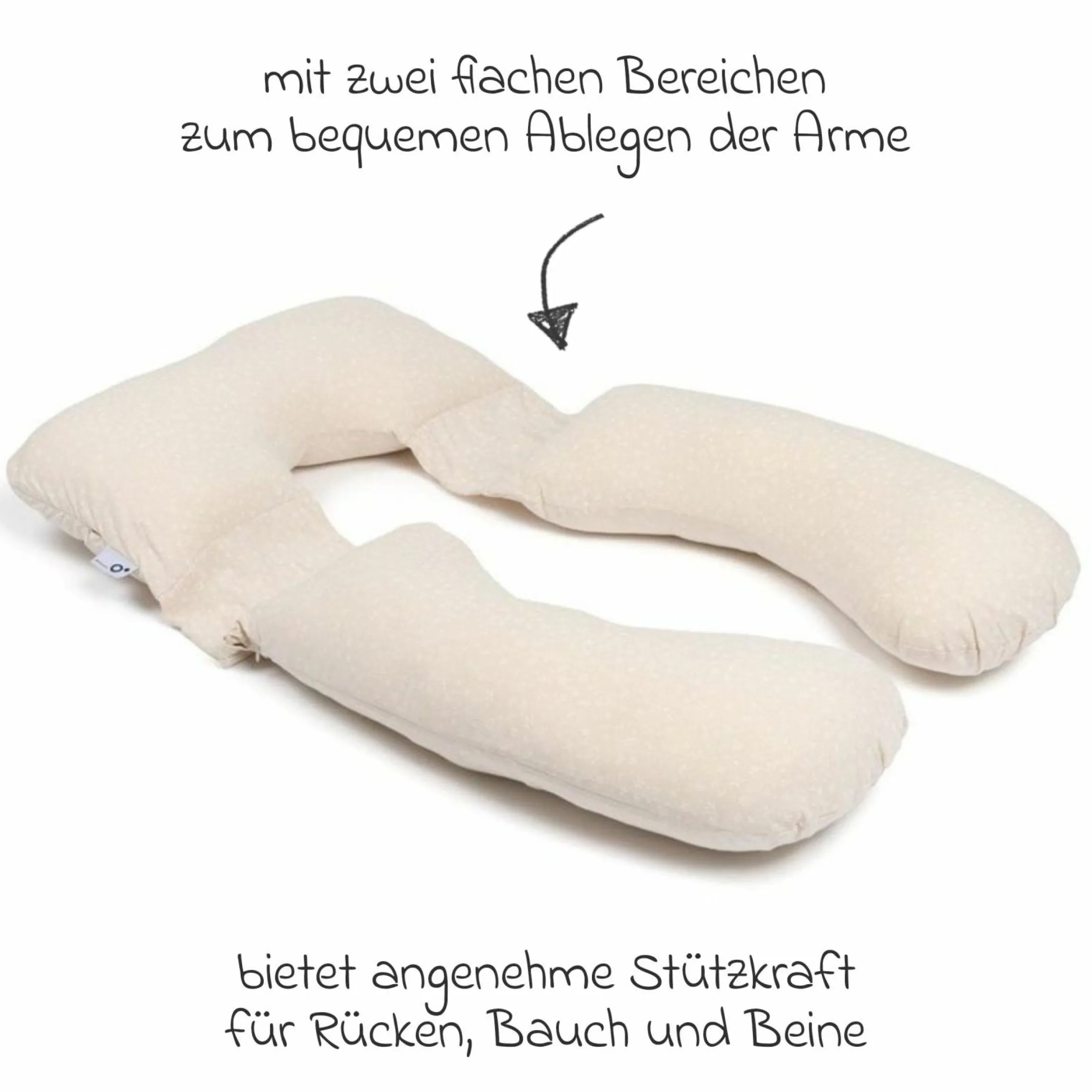 Schwangerschafts- & Stillkissen XXL Maxxy mit PES-Faser-Füllung - ideal für Seitenschläfer - Mini Flower Sand