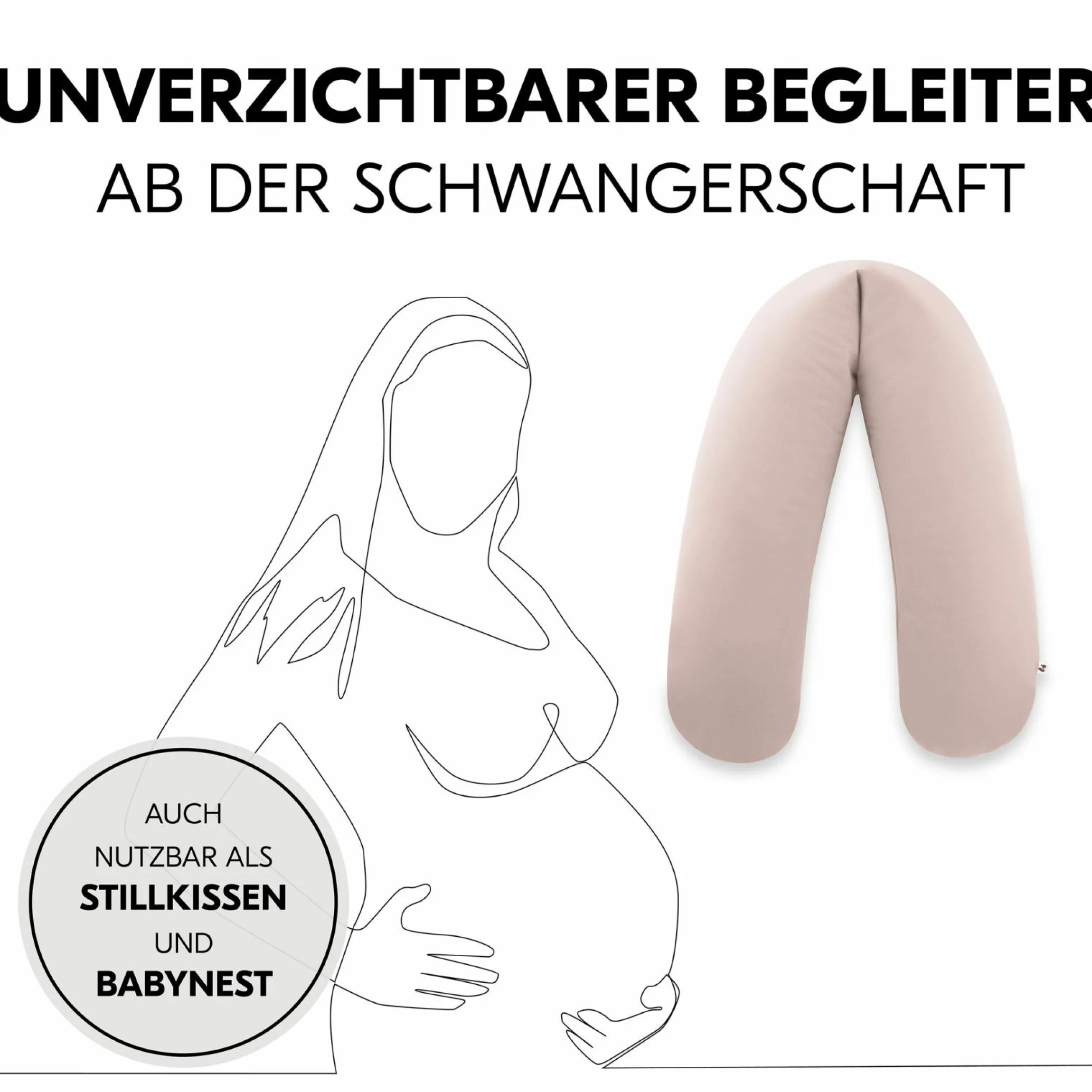 Schwangerschafts- und Stillkissen - Nurse N Care (190 cm Länge) - Smoky Pink