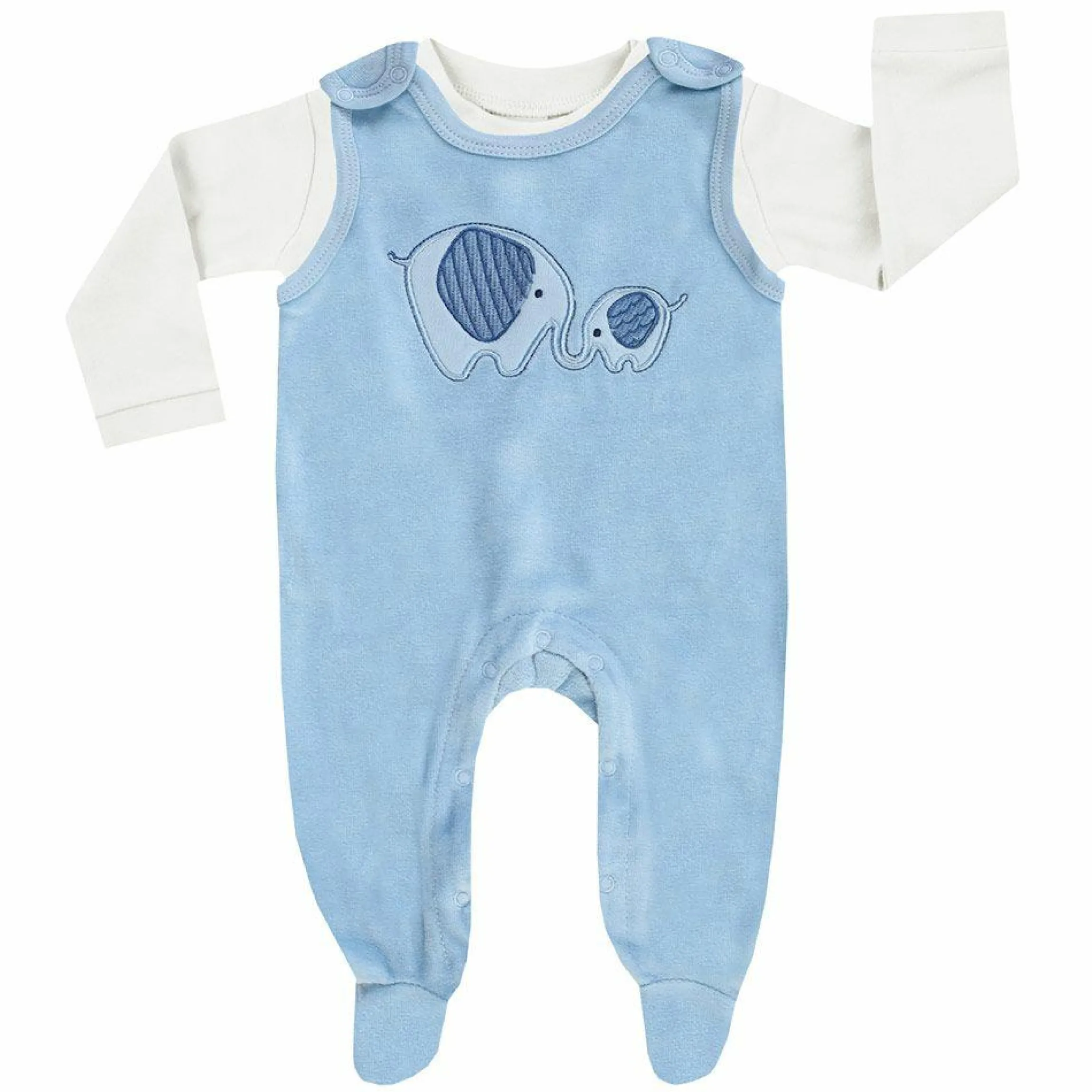 Set Nicki-Strampler & Shirt - Elephanten Blau - Gr. 56