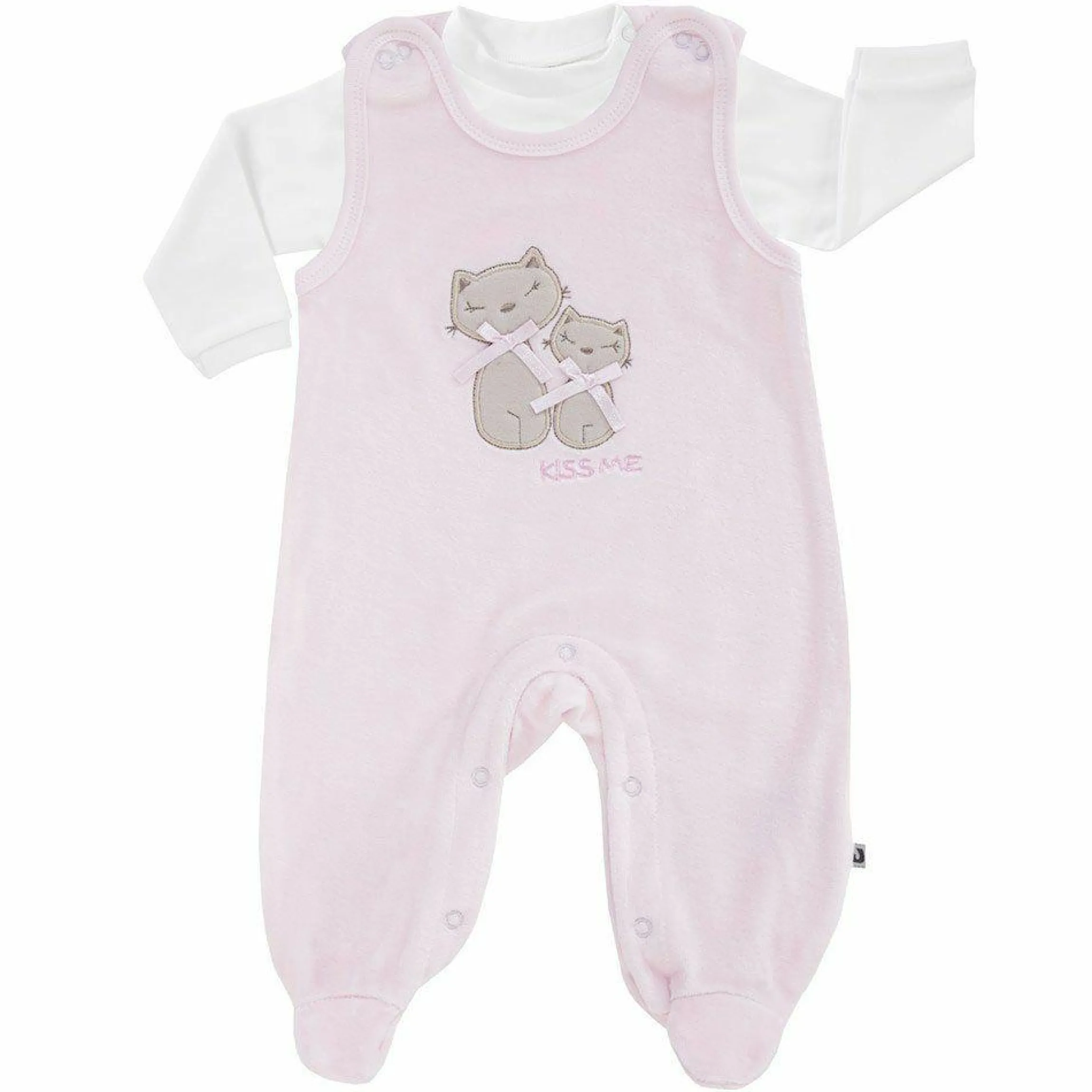 Set Nicki-Strampler mit Applikation & Shirt Basic Line - Rosa - Gr. 62