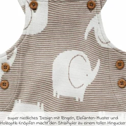 Set Strampler & Shirt - Elefant Allover - Ringel Mokka - Gr. 74