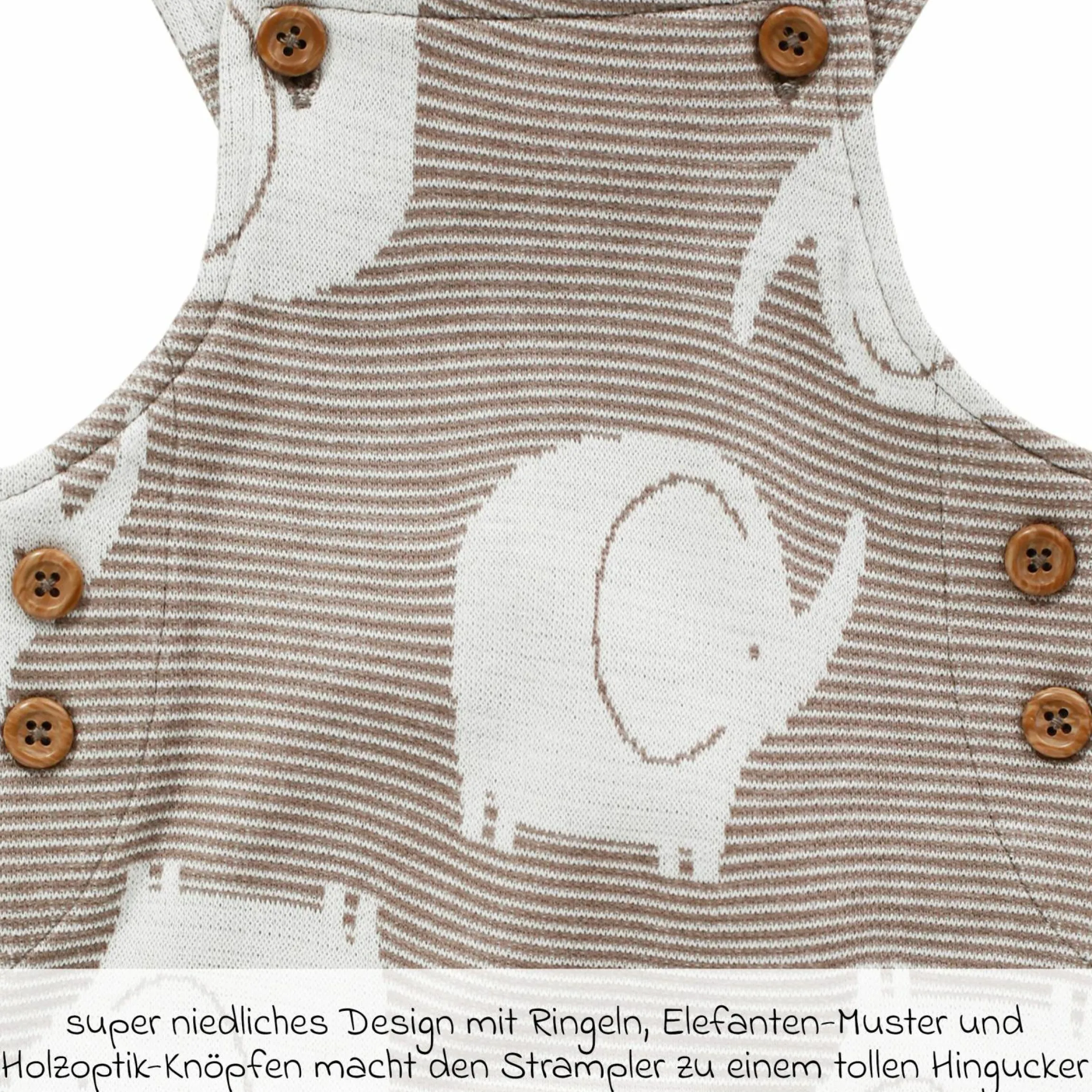 Set Strampler & Shirt - Elefant Allover - Ringel Mokka - Gr. 74