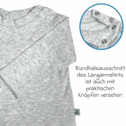 Set Strampler & Shirt - Let's have a Party Offwhite Grau Melange Ringel - Gr. 62/68