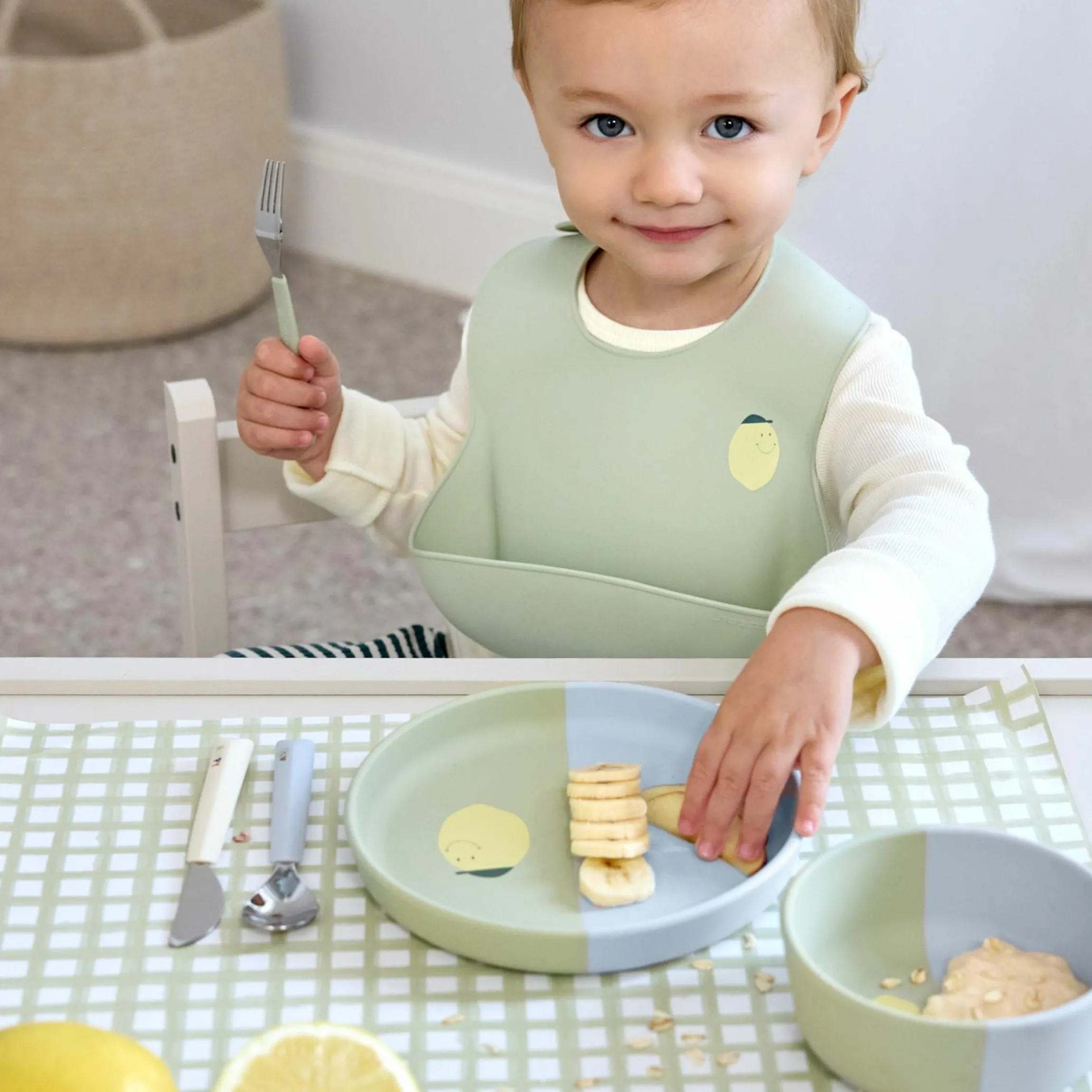 Silikon Trennschalen Set Section Dish Set - Happy Fruits - Lemon