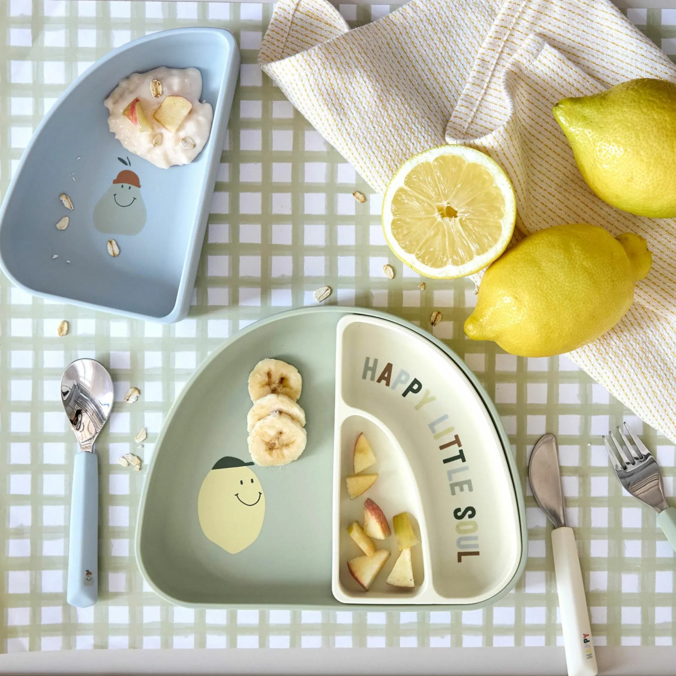 Silikon Trennschalen Set Section Dish Set - Happy Fruits - Lemon