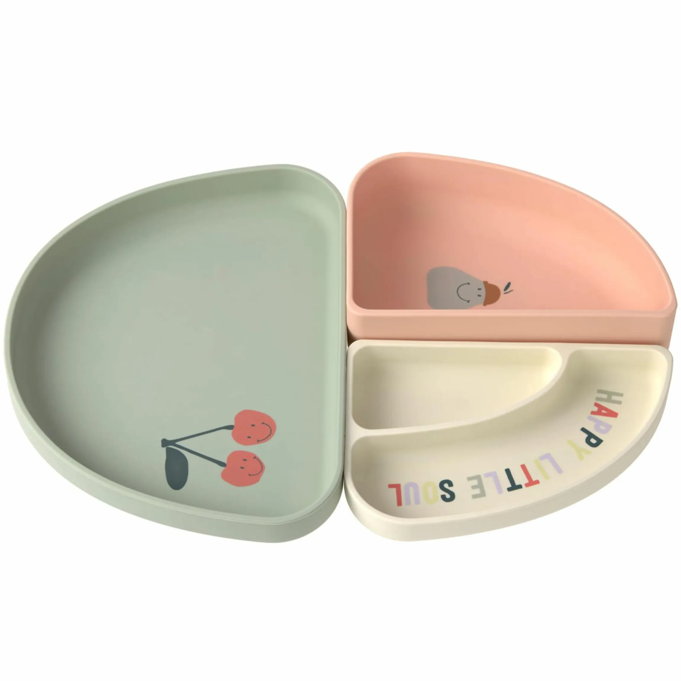 Silikon Trennschalen Set Section Dish Set - Happy Fruits - Cherry