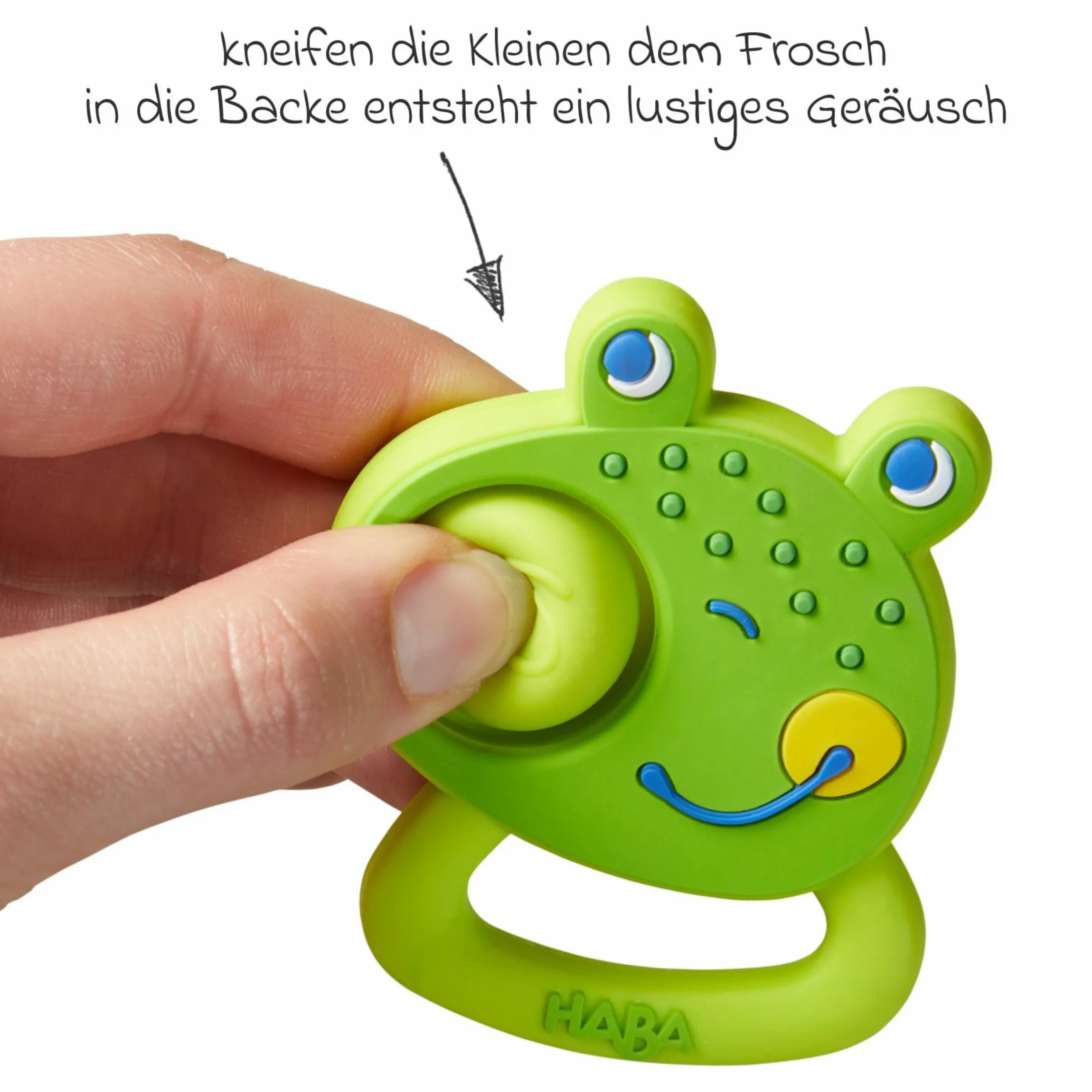 Silikon-Beißring / Greifling Plopp-Frosch