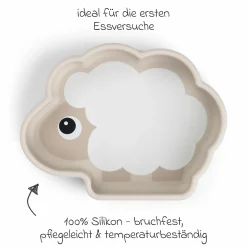 Silikon-Esslern-Schale mit Saugfuß Stick & Stay - Sheepy - Sand