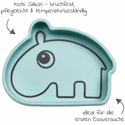 Silikon-Esslern-Schale mit Saugfuß - Stick & Stay - Ozzo - Blau