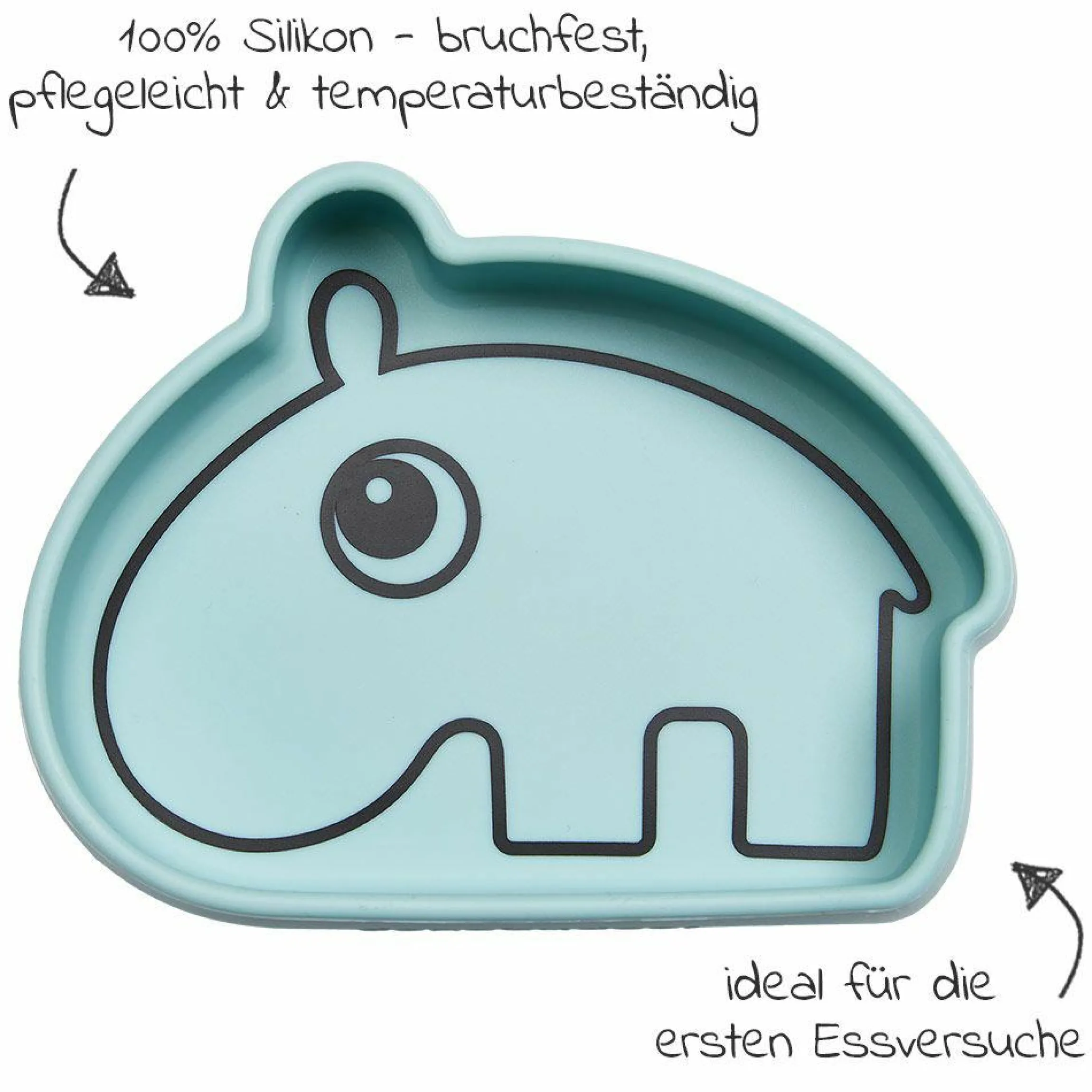 Silikon-Esslern-Schale mit Saugfuß - Stick & Stay - Ozzo - Blau