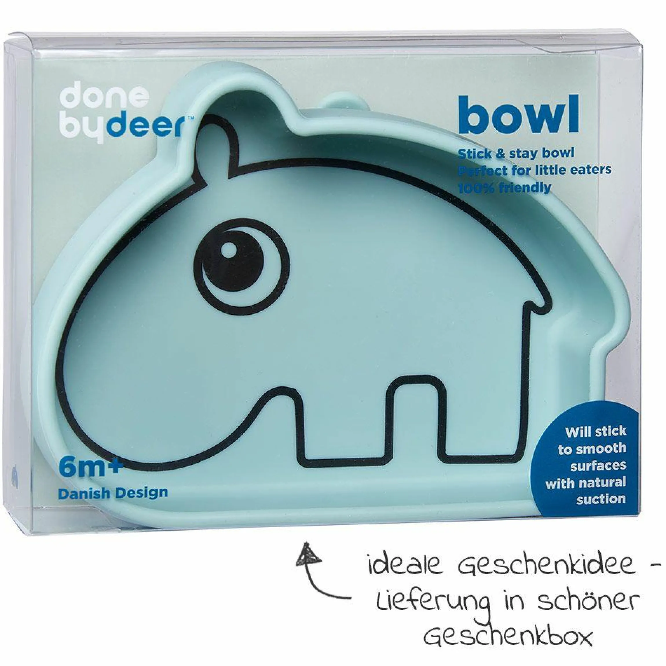 Silikon-Esslern-Schale mit Saugfuß - Stick & Stay - Ozzo - Blau