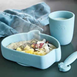 Silikon-Esslern-Schale mit Saugfuß - Stick & Stay - Ozzo - Blau