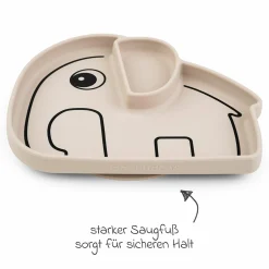 Silikon-Esslern-Teller mit Saugfuß Stick & Stay - Elphee - Sand