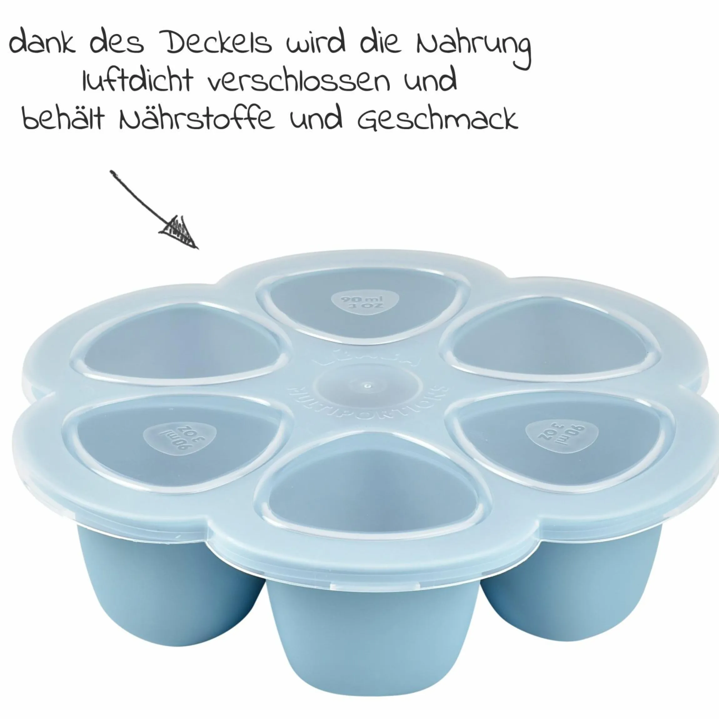 Silikon-Gefrierform Multiportions Blume 6 x 90 ml - Windy Blue
