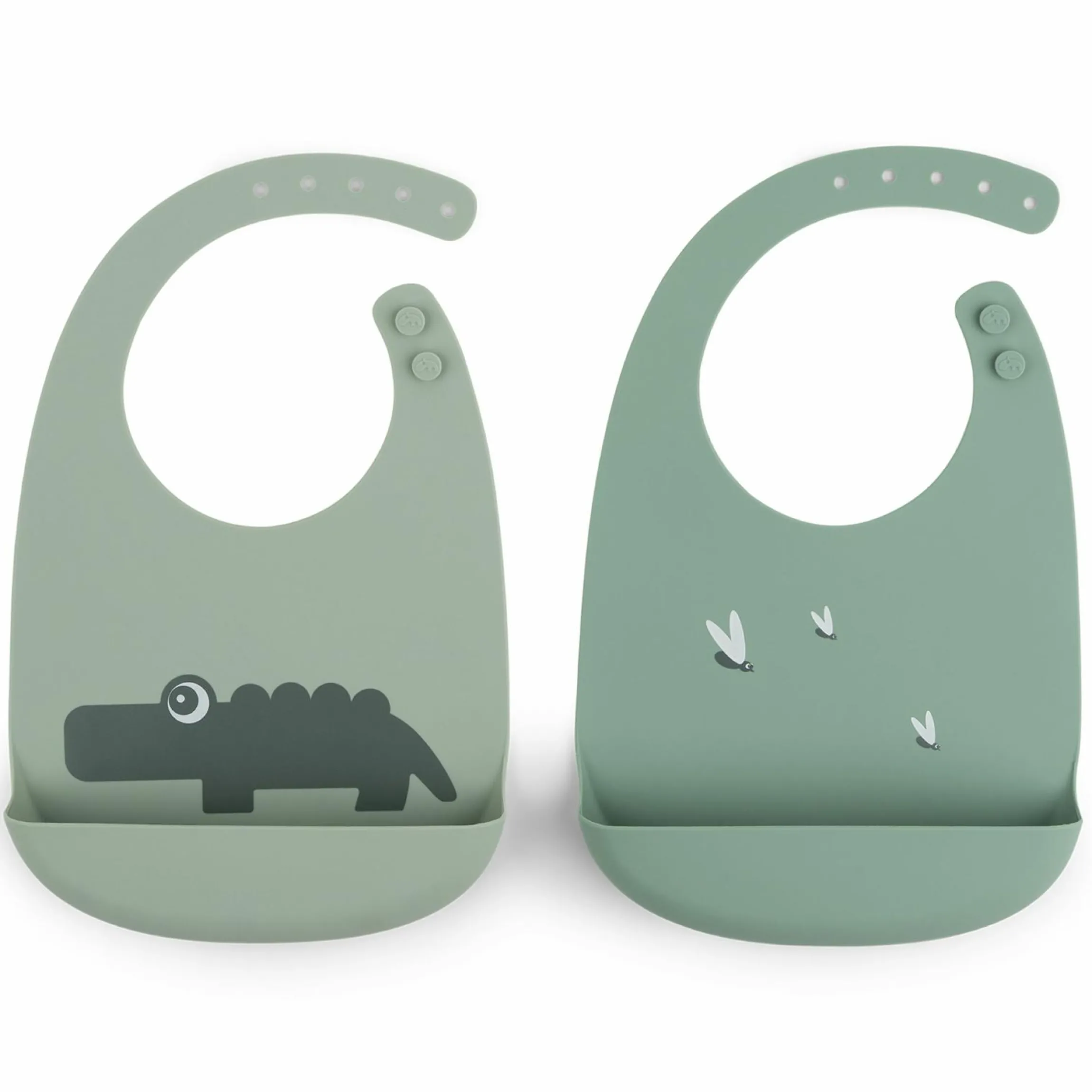 Silikon-Lätzchen 2er Pack - Croco - Grün