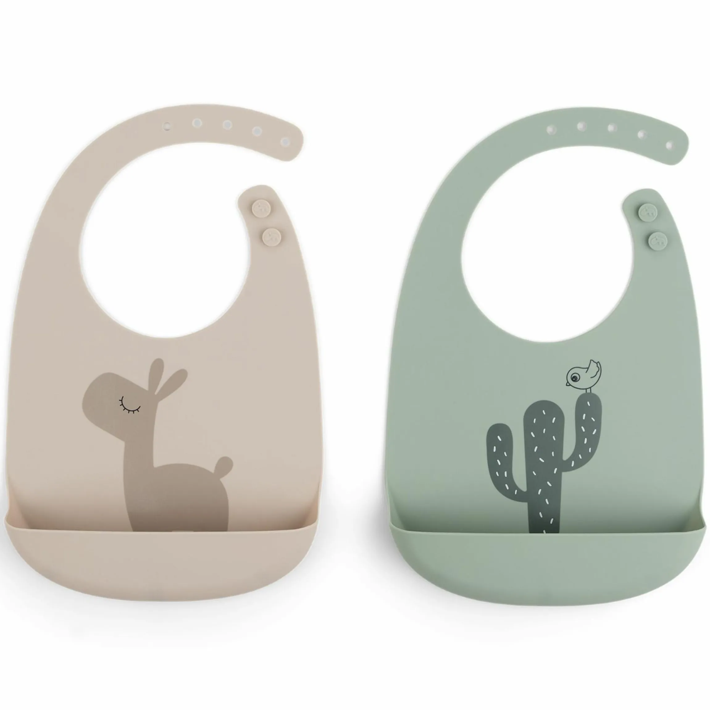 Silikon-Lätzchen 2er Pack - Lalee - Sand / Grün