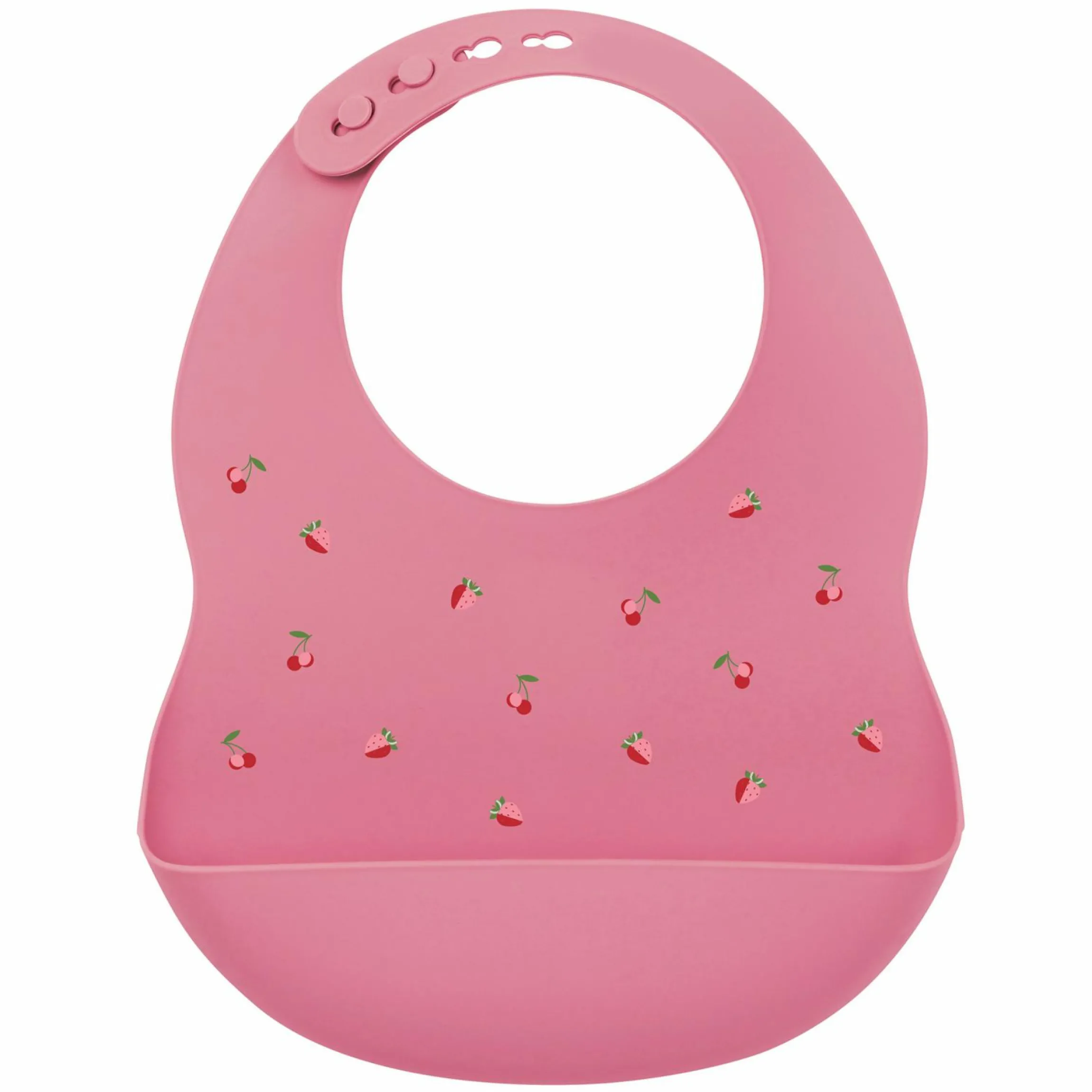 Silikon-Lätzchen mit Auffangschale - Beere - Pink