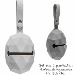 Silikon-Schnullerbox / Schnullerhalter 2er Pack - Diamant - Grau Hellgrau