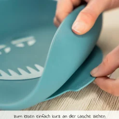 Silikon-Teller mit Saugnapf - Monster - Petrol
