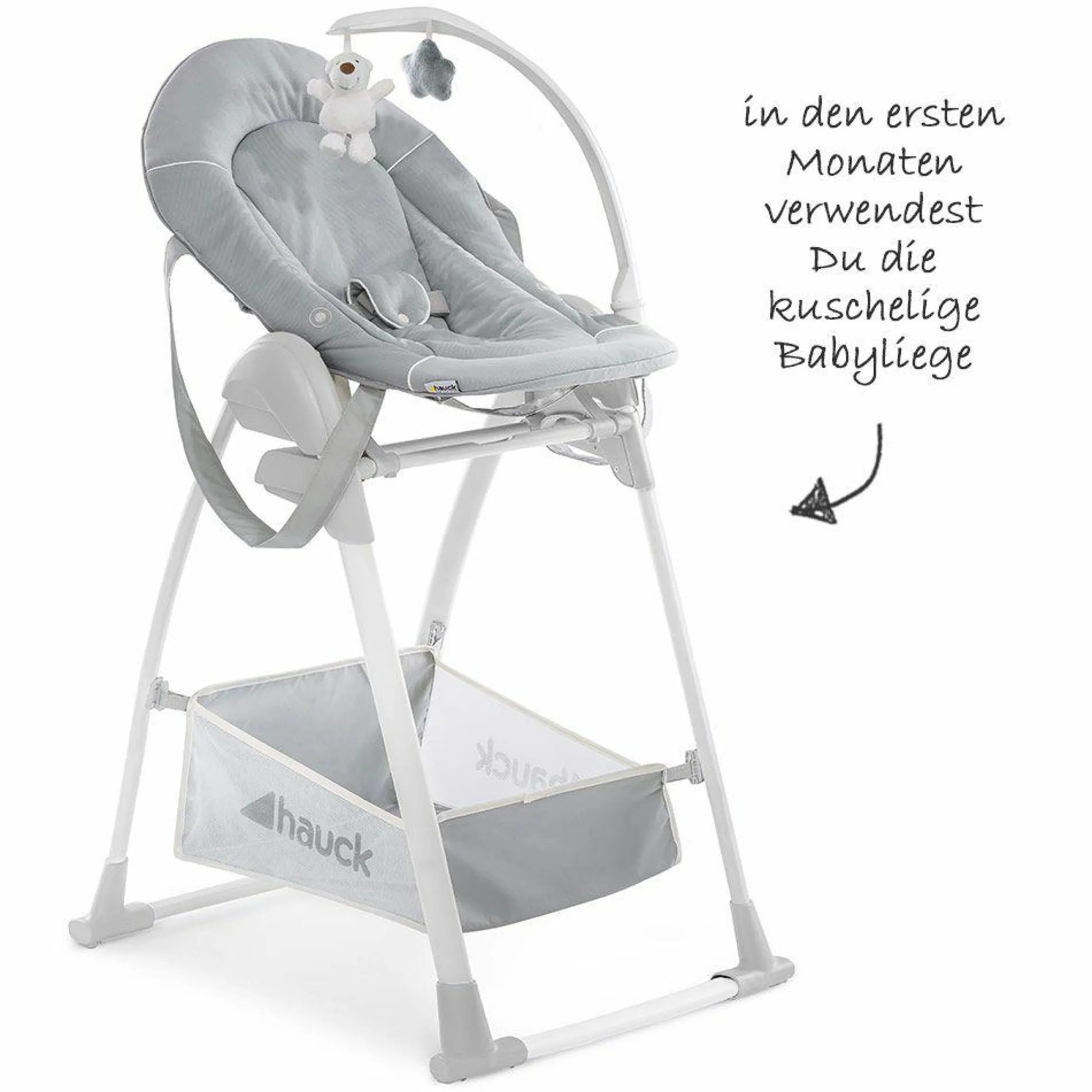Sitn Relax 3in1 - Hochstuhl ab der Geburt, Babyliege und Wippe - Stretch Grey