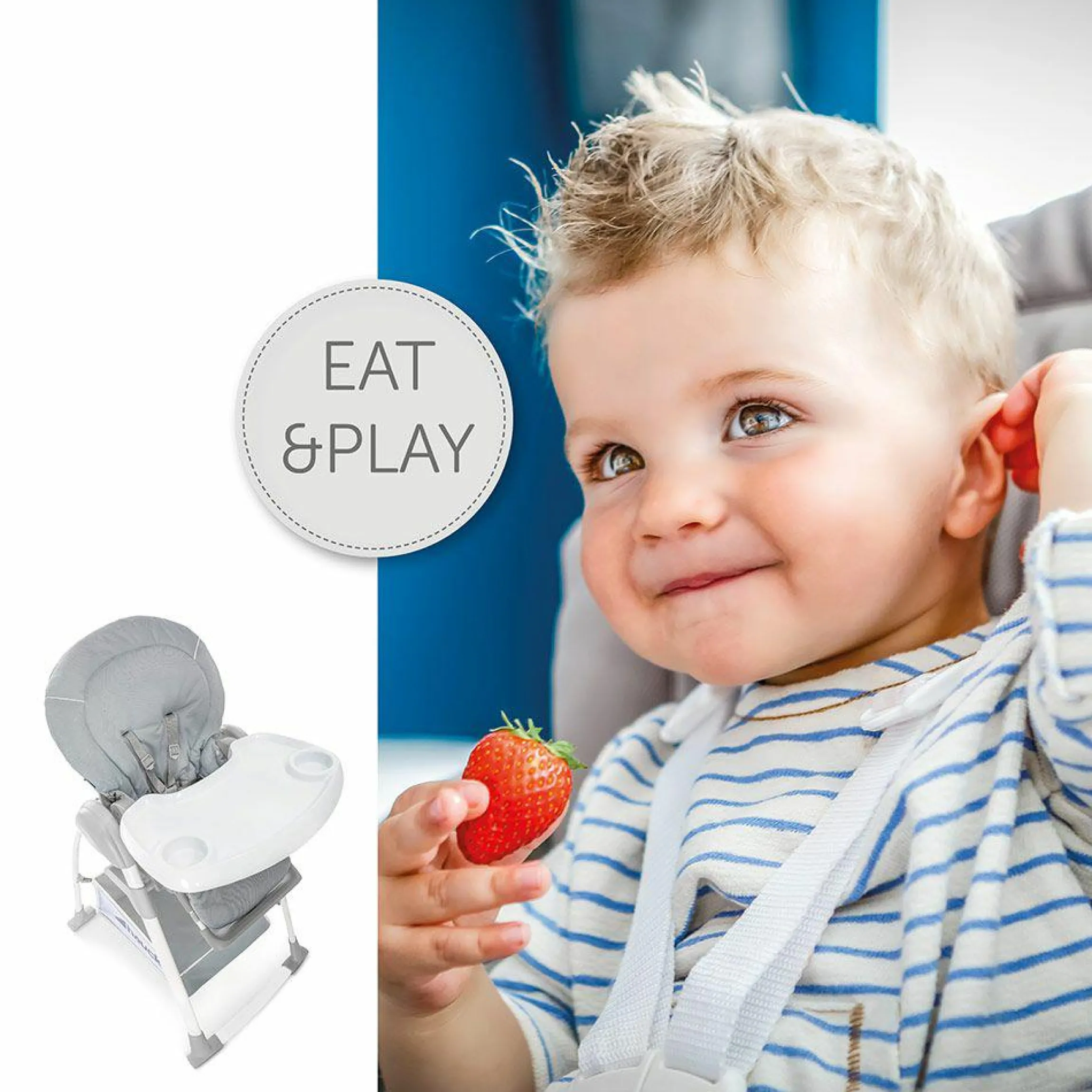 Sitn Relax 3in1 - Hochstuhl ab der Geburt, Babyliege und Wippe - Stretch Grey