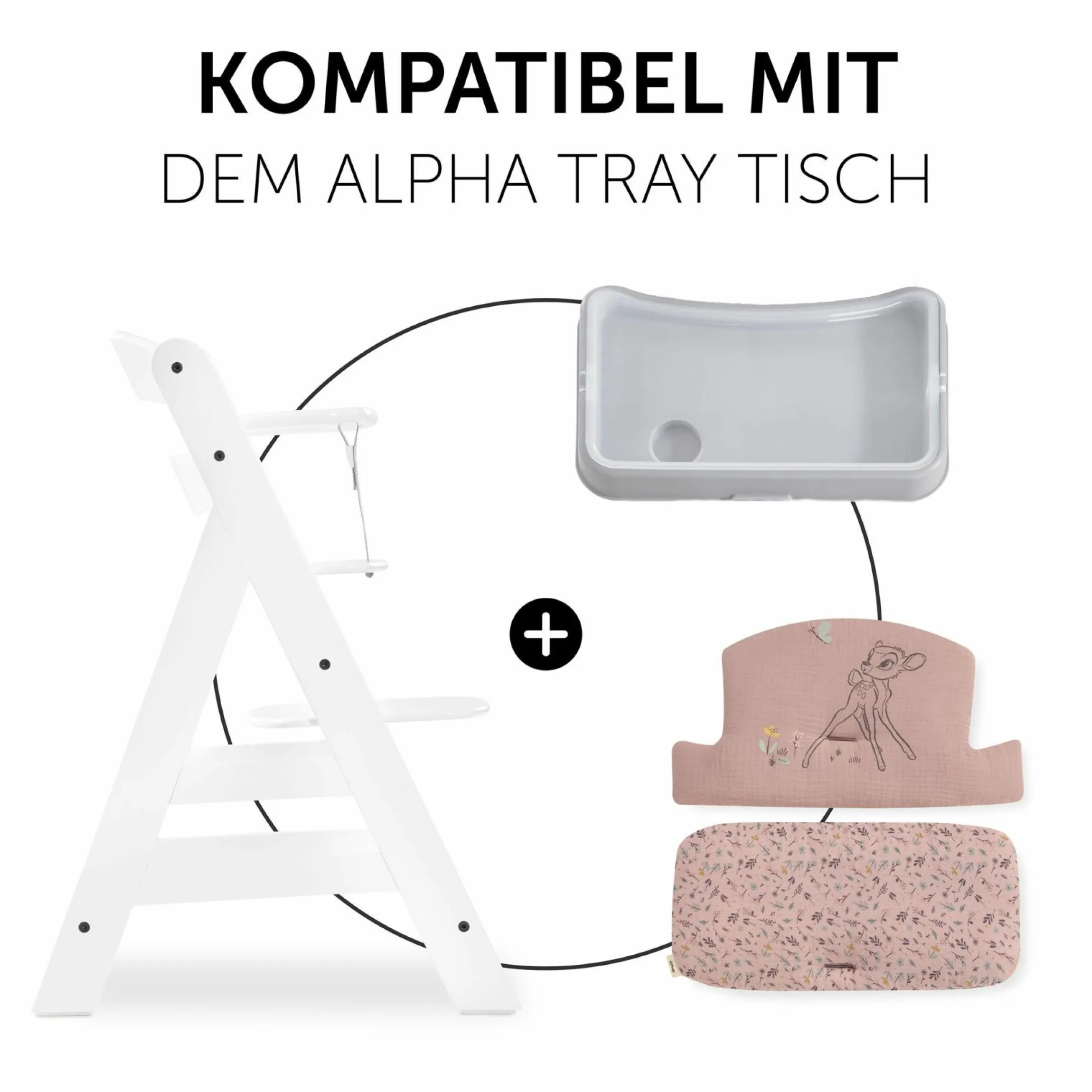 Sitzkissen / Hochstuhlauflage für Alpha Hochstuhl Highchair Pad Select - Disney - Bambi Rose