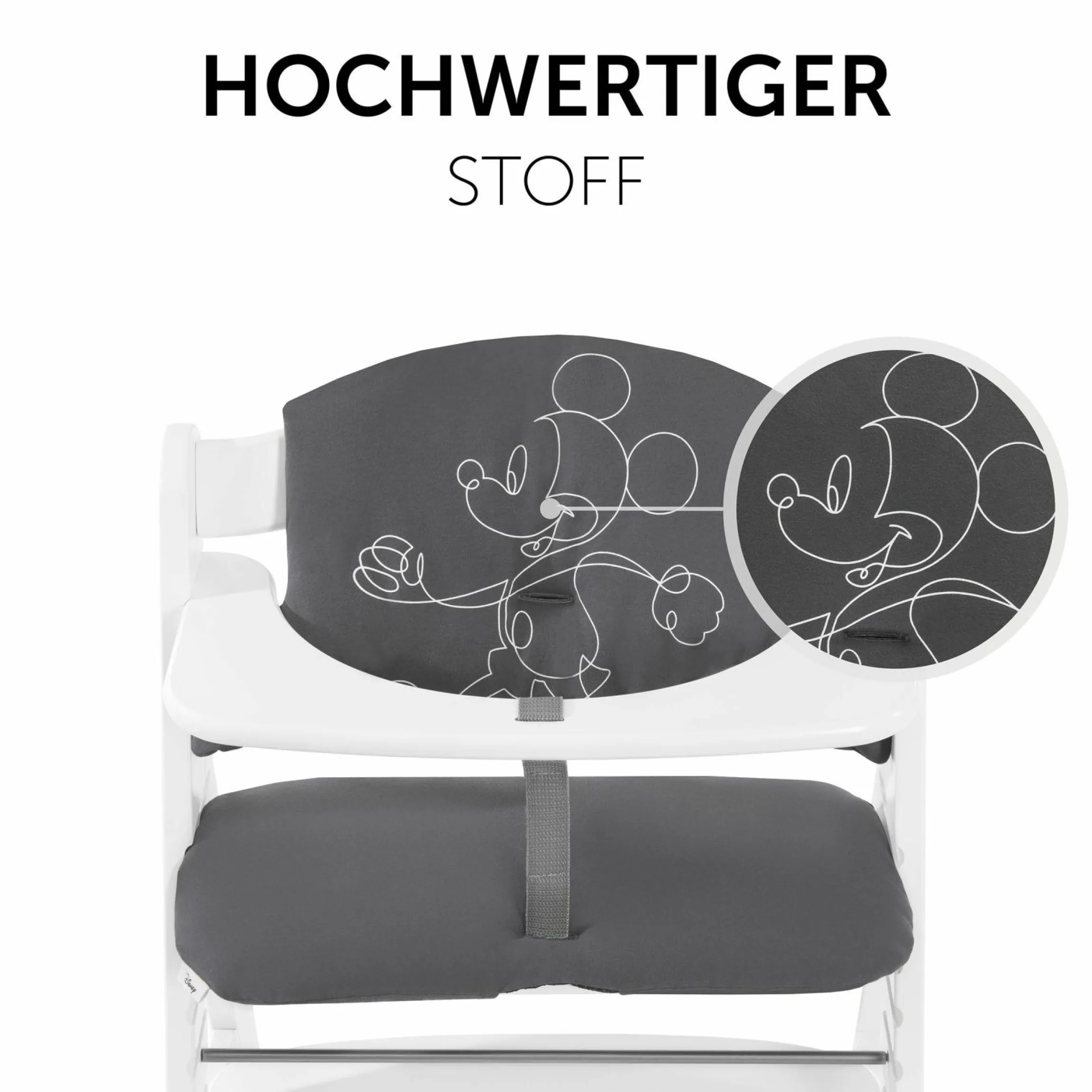 Sitzkissen / Hochstuhlauflage für Alpha Hochstuhl Highchair Pad Select - Disney - Mickey Mouse Anthracite