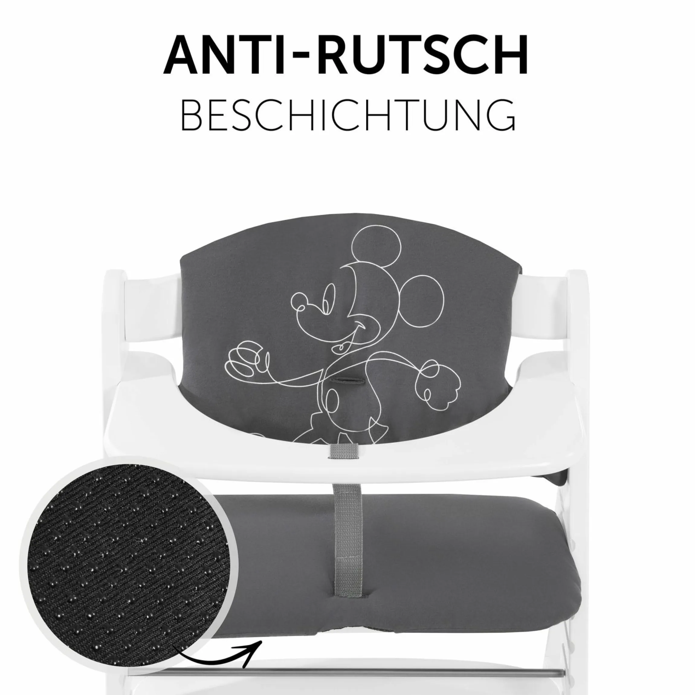 Sitzkissen / Hochstuhlauflage für Alpha Hochstuhl Highchair Pad Select - Disney - Mickey Mouse Anthracite