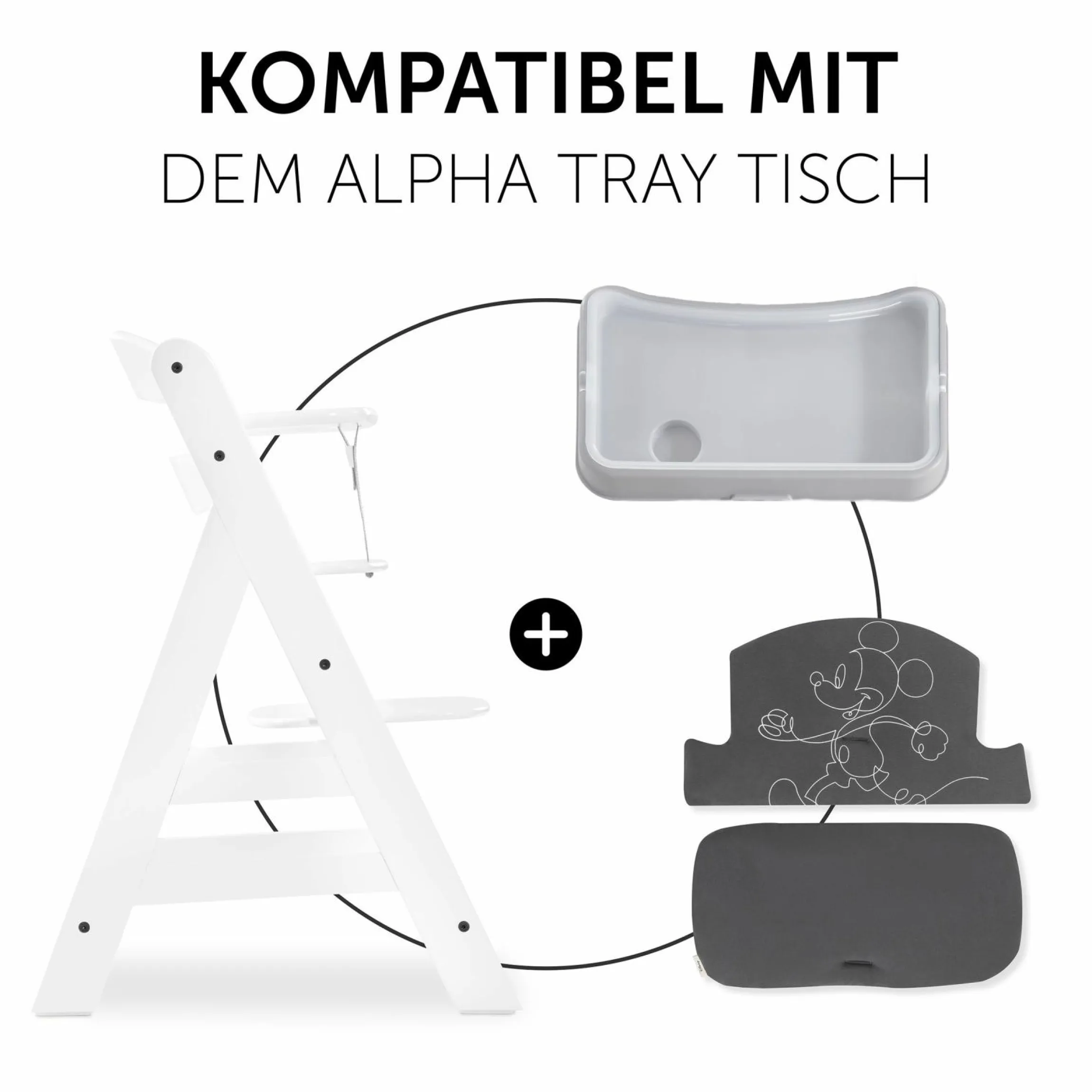 Sitzkissen / Hochstuhlauflage für Alpha Hochstuhl Highchair Pad Select - Disney - Mickey Mouse Anthracite
