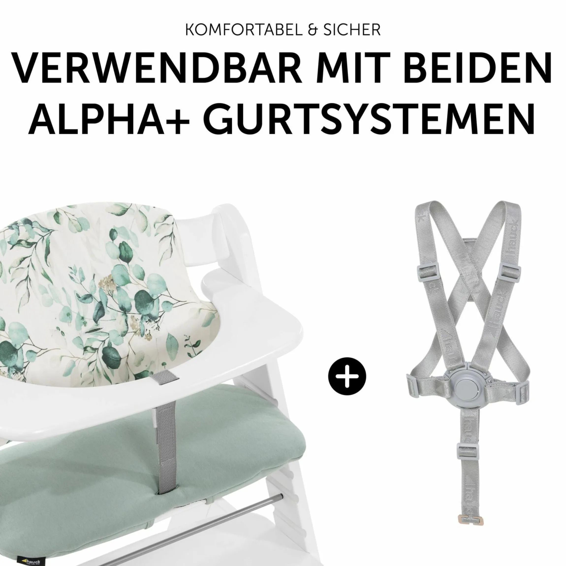 Sitzkissen / Hochstuhlauflage für Alpha Hochstuhl - Highchair Pad Select - Jersey Leaves Mint