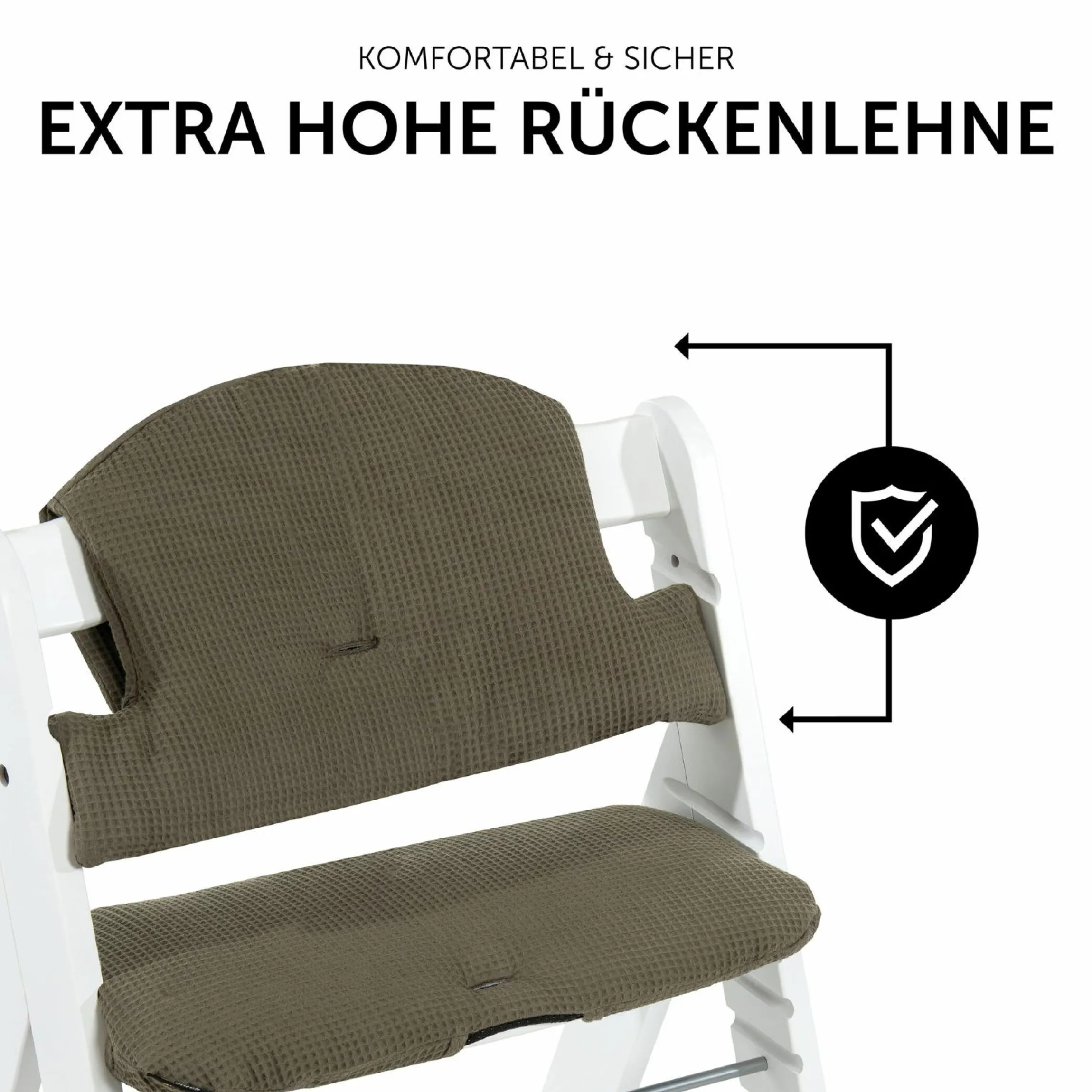 Sitzkissen / Hochstuhlauflage für Alpha Hochstuhl - Highchair Pad Select - Waffle Pique Olive