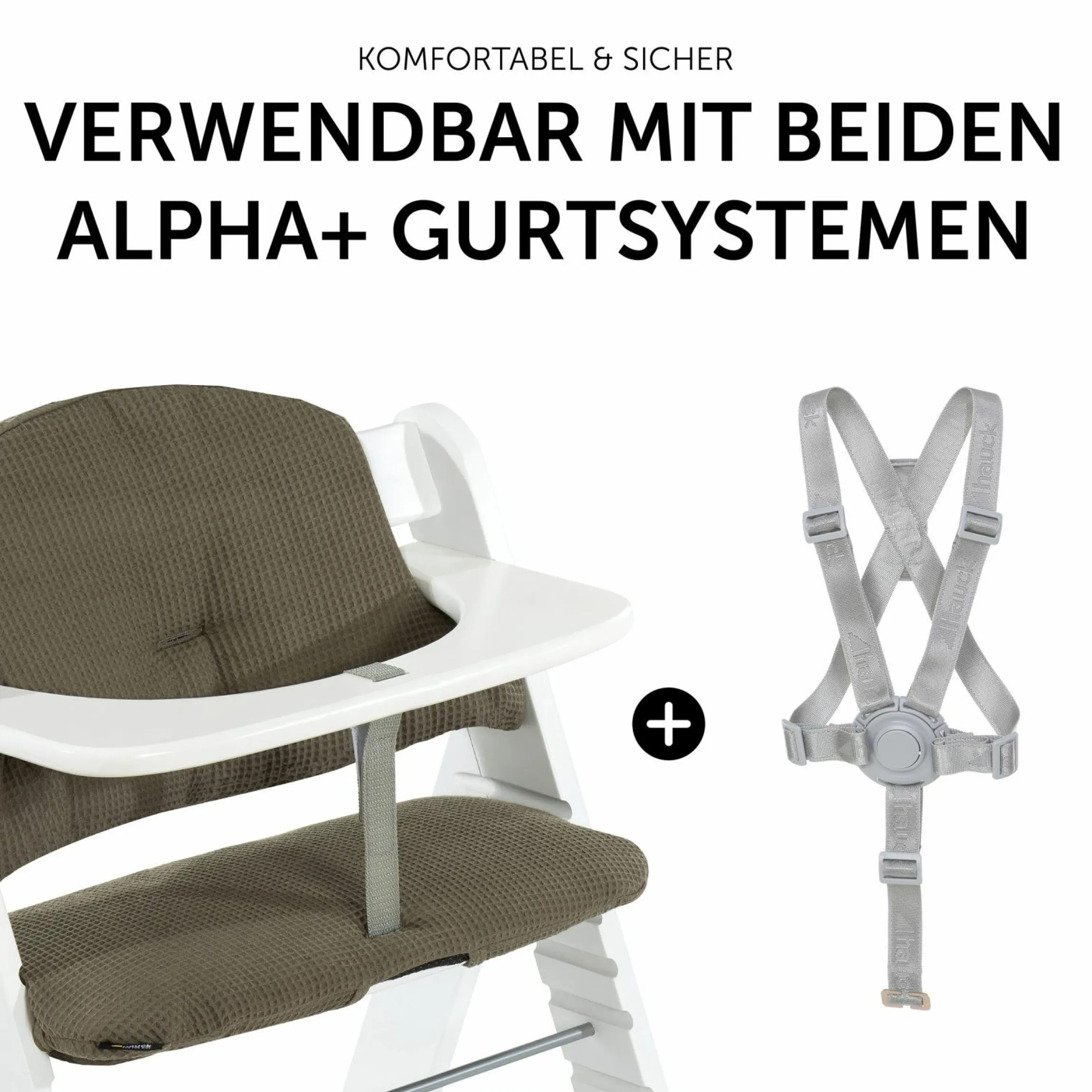 Sitzkissen / Hochstuhlauflage für Alpha Hochstuhl - Highchair Pad Select - Waffle Pique Olive
