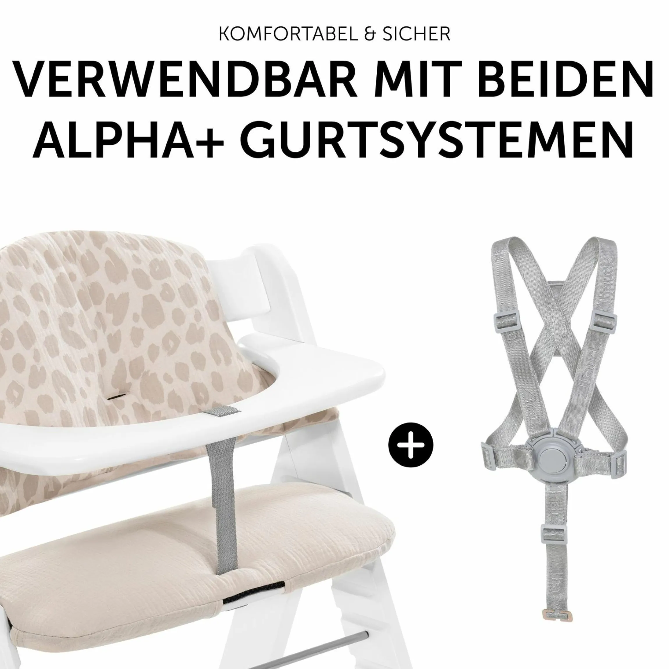Sitzkissen / Hochstuhlauflage für Alpha Hochstuhl - Highchair Pad Select - Muslin Leo Natural