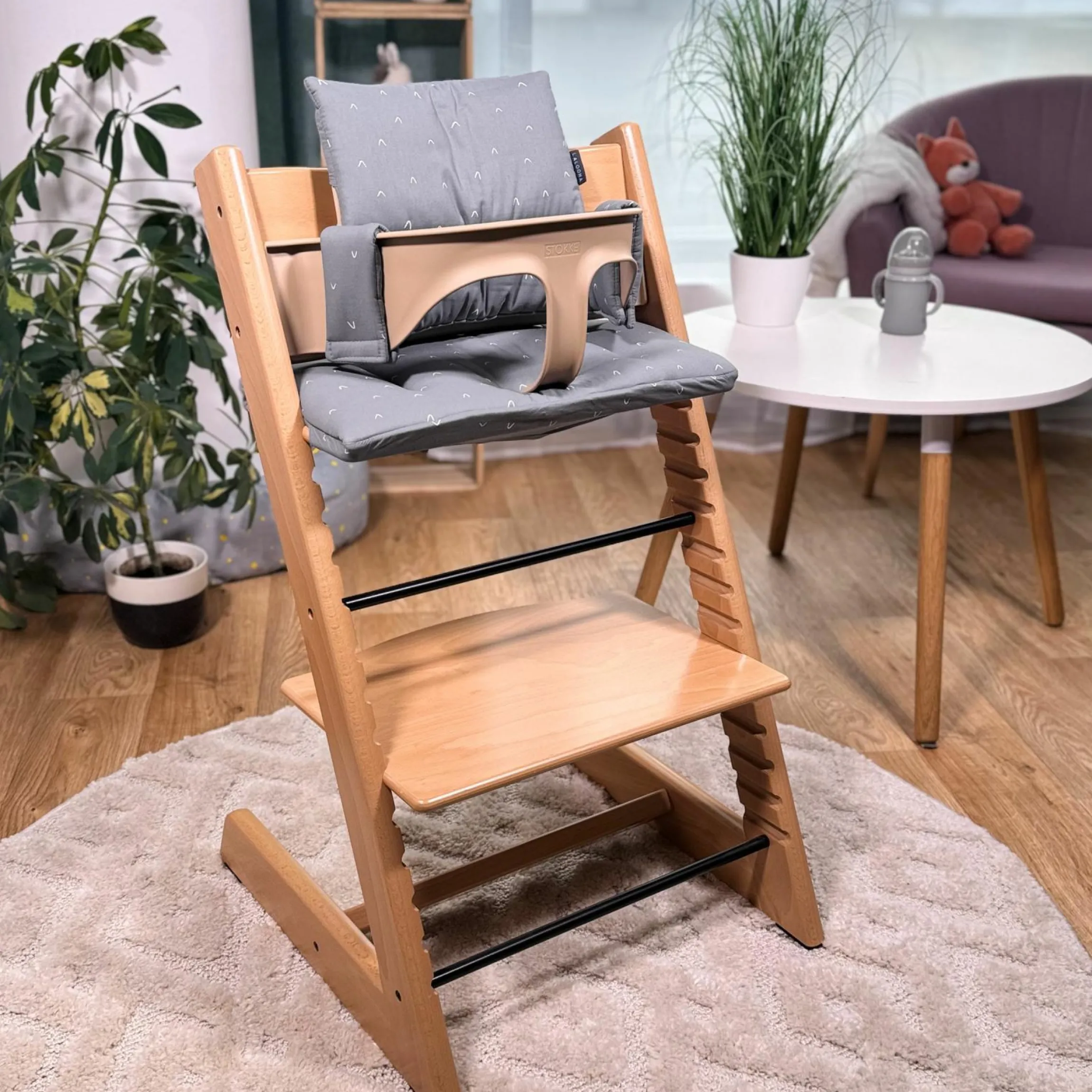Sitzkissen / Hochstuhlauflage für Stokke Tripp Trapp - Curves - Grau