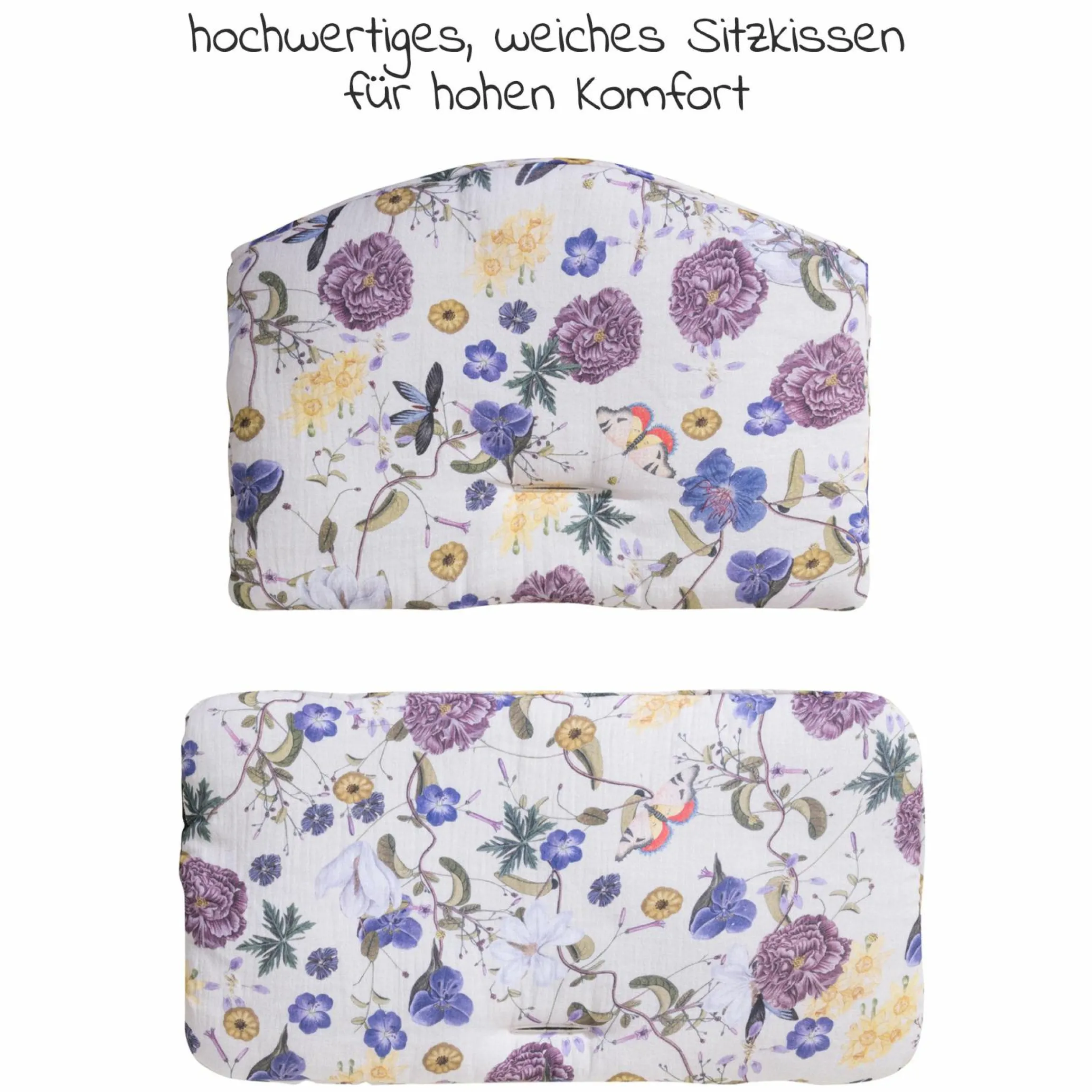 Sitzkissen / Hochstuhlauflage Highchair Pad für Alpha Plus Hochstuhl - Floral Beige