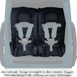 Sitzpolster für Dryk Duo Fahrradanhänger - Bike Trailer Comfort Seat - Black