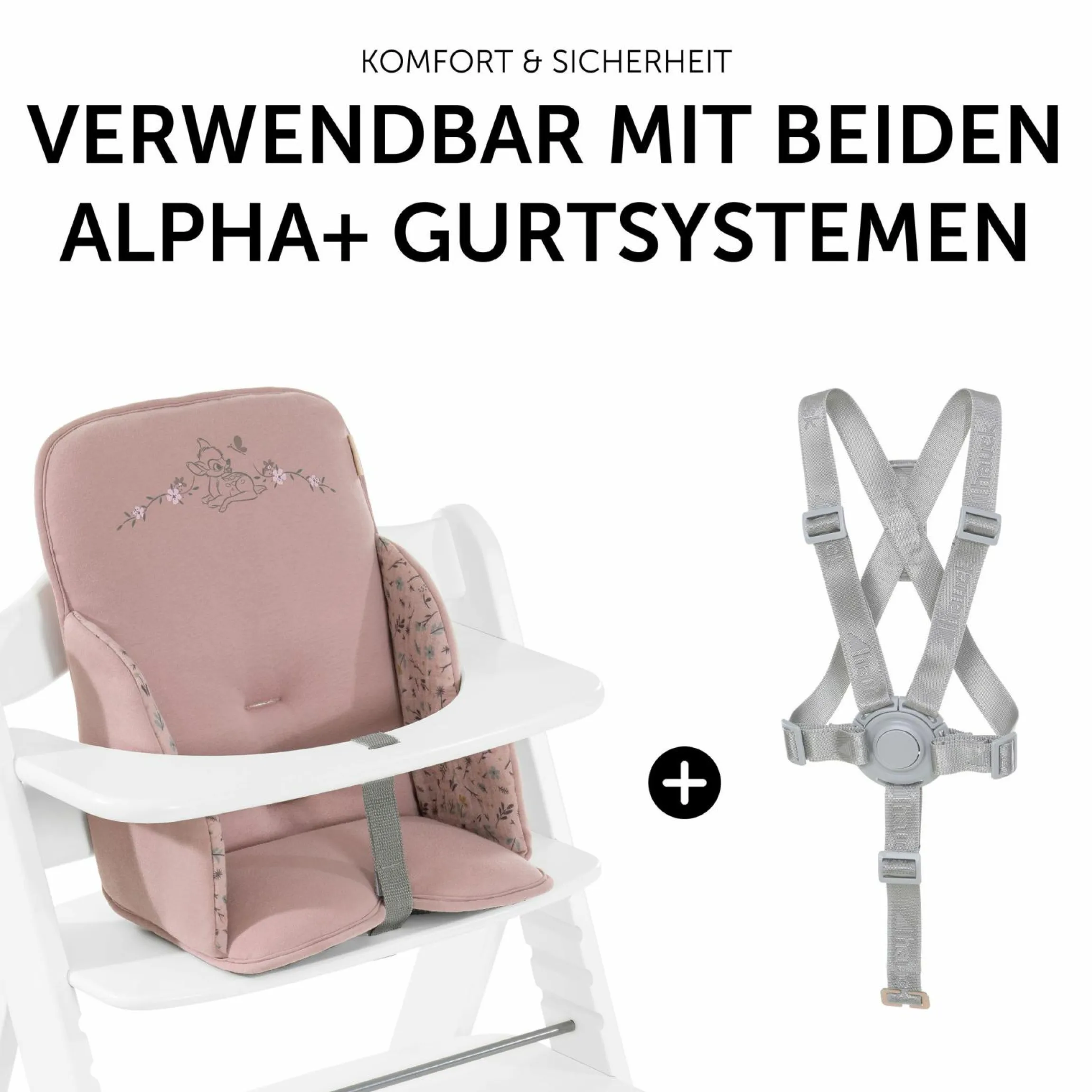 Sitzverkleinerer / Sitzkissen für Alpha Hochstuhl Cosy Select - Disney - Bambi Rose