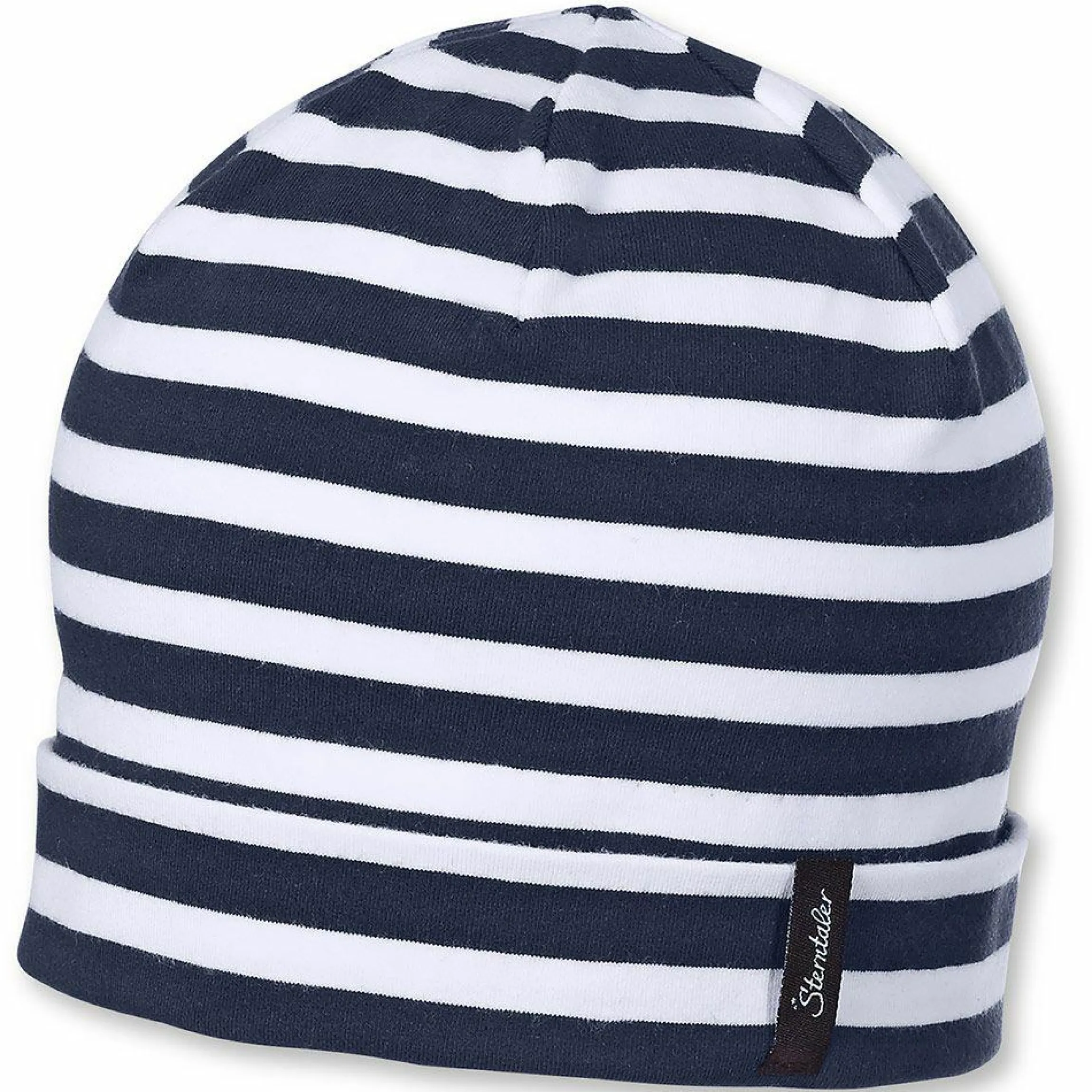 Slouch-Beanie - Ringel Dunkelblau Weiß - Gr. 47