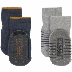 Socken 2er Pack Anti-Slip aus Bio-Baumwolle - Blue Grey - Gr. 15-18