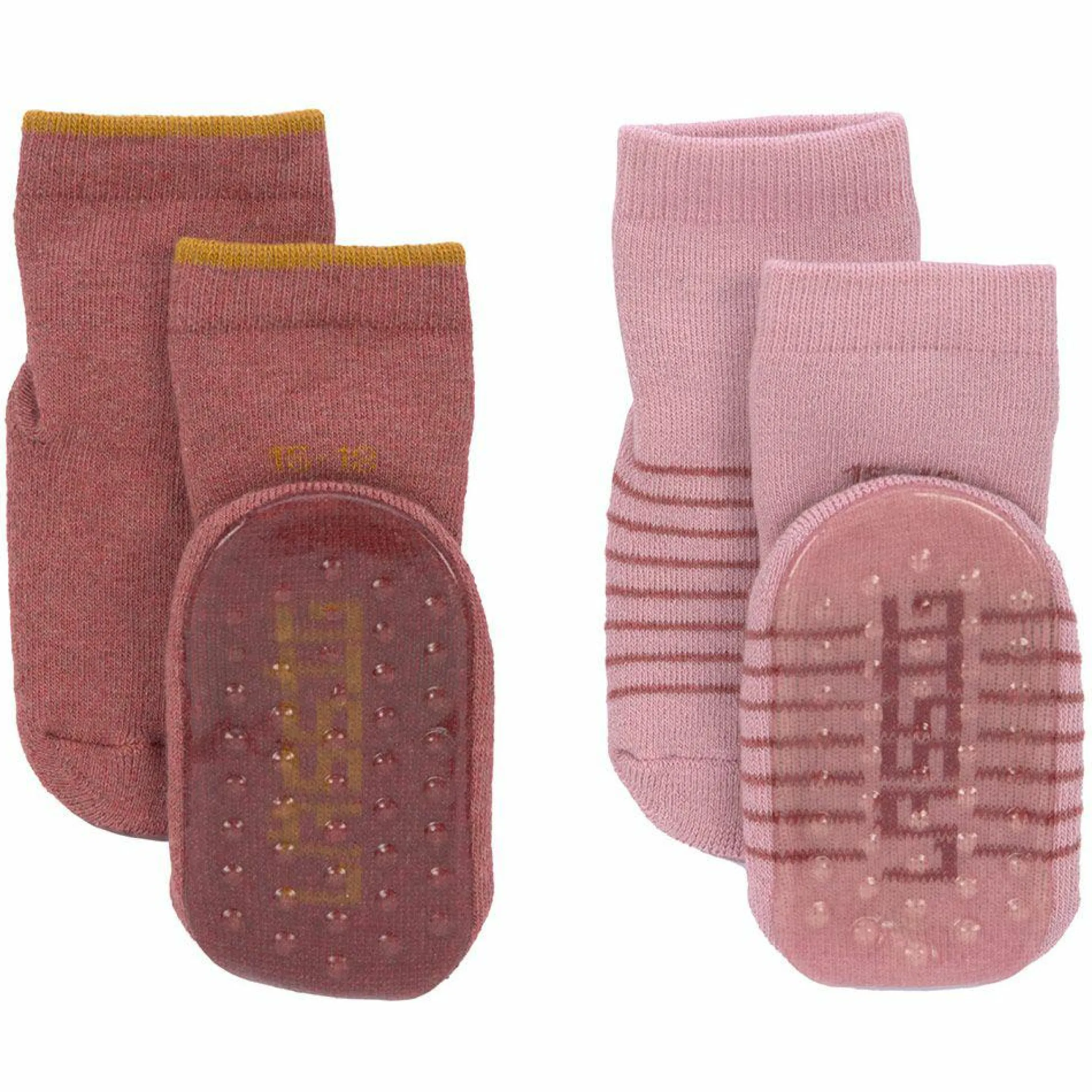 Socken 2er Pack Anti-Slip aus Bio-Baumwolle - Rosewood Rose - Gr. 19-22