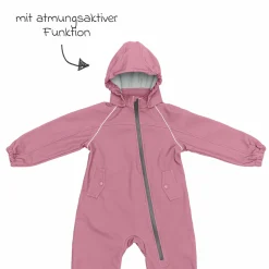 Softshelloverall windicht, wasserabweisend, atmungsaktiv mit Kapuze und elastichen Bündchen - Rose - Gr. 98/104