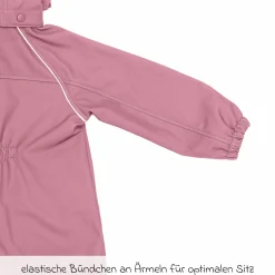 Softshelloverall windicht, wasserabweisend, atmungsaktiv mit Kapuze und elastichen Bündchen - Rose - Gr. 98/104
