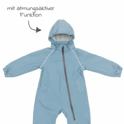 Softshelloverall windicht, wasserabweisend, atmungsaktiv mit Kapuze und elastichen Bündchen - Blau - Gr. 98/104