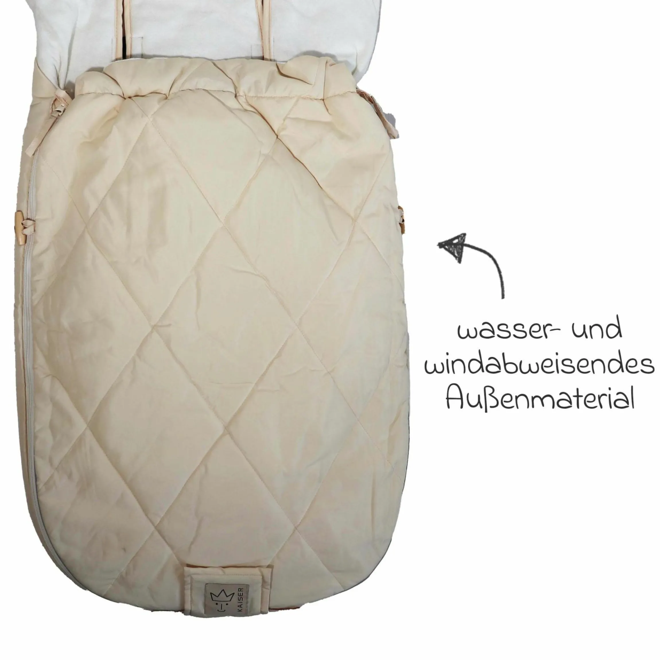 Sommerfußsack Rainy universal passend für alle Gurtsysteme für Kinderwagen, Buggy & Fahrradanhänger - Cream